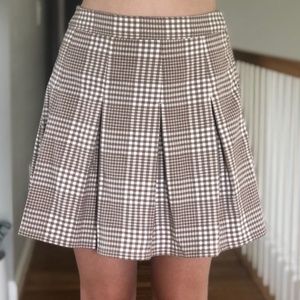 Hollister Ultra High Rise Pleated Plaid Mini Skirt Beige White